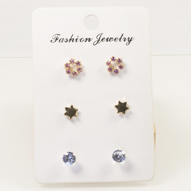 Cute cartoon flower stud earrings set