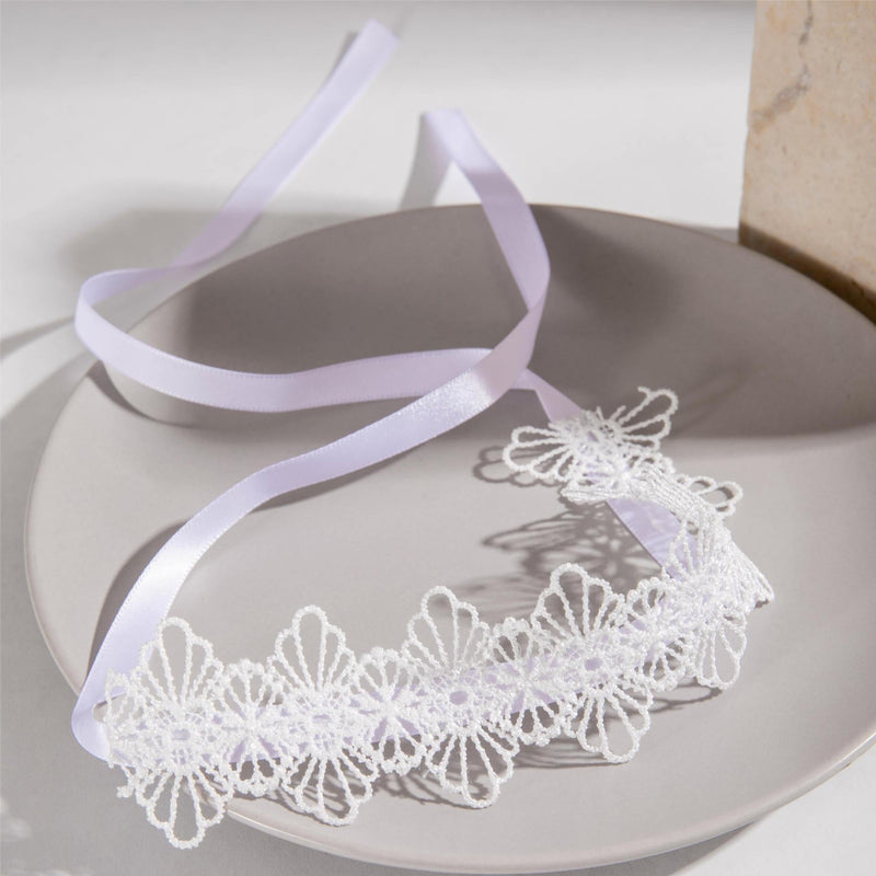 White Fabric Flower Lace Ankle Jewelry
