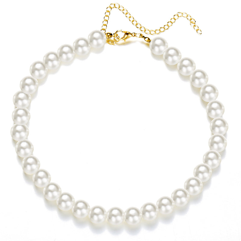 Elegant White Imitation Pearls Necklace Choker Women