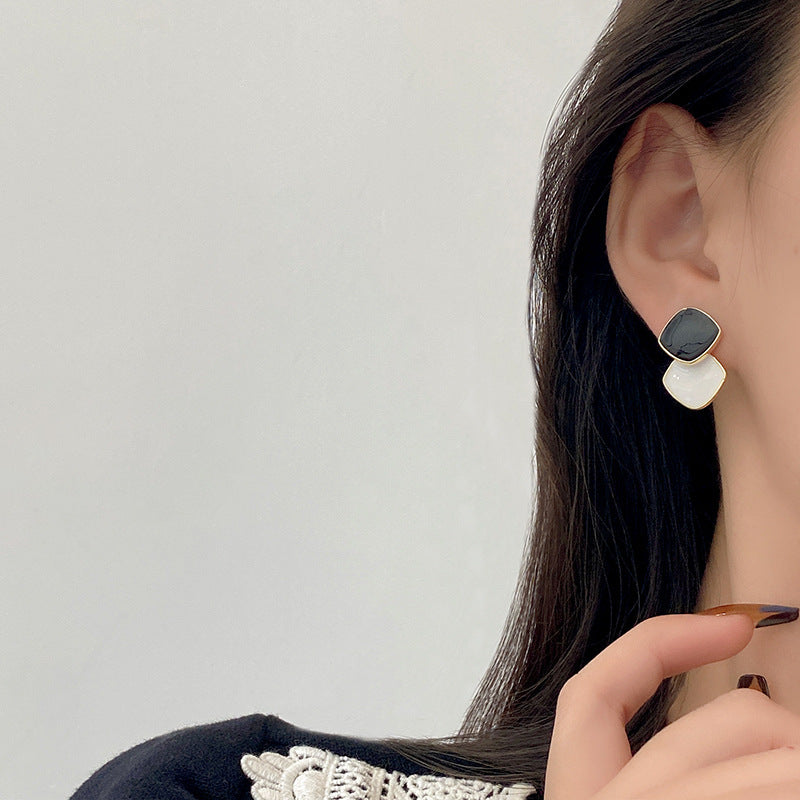 Sweet Square Enamel Earrings for Women