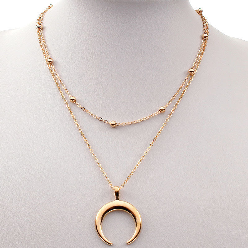 Crescent Moon Layered Necklace