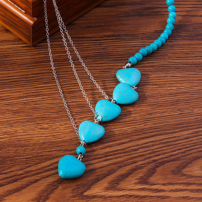 Vintage Natural Turquoise Smooth Beads Necklace