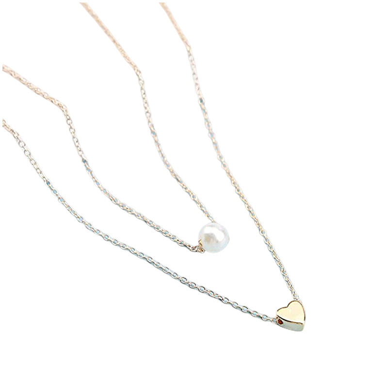Double Layered Heart Charm Pearl Waist Chain