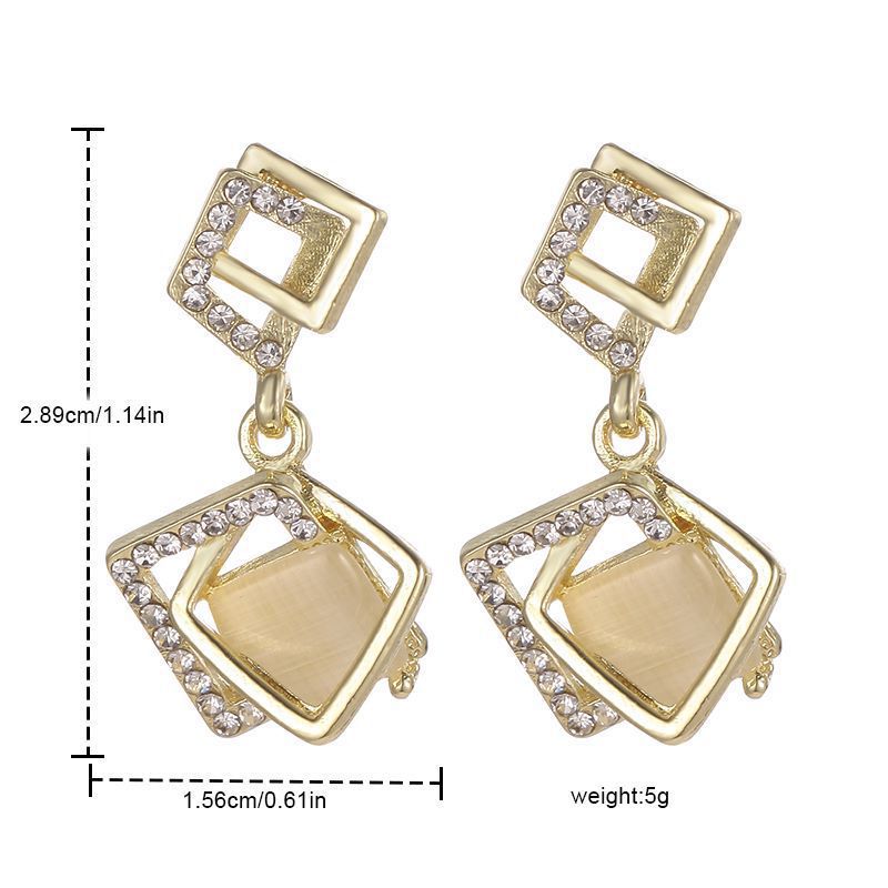 Multilayer square Opal Earrings
