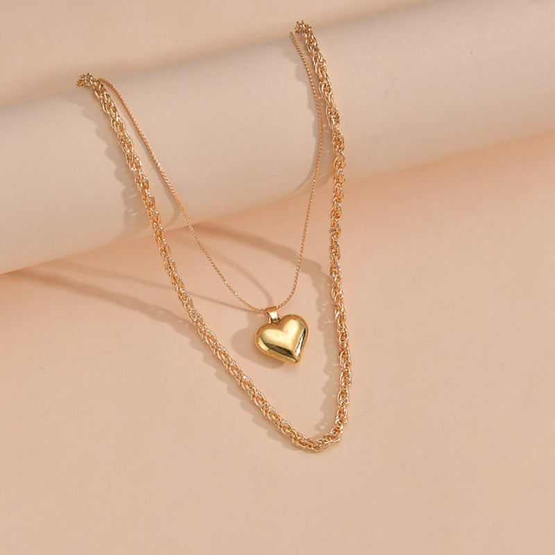 Multilayer Big Heart Pendant Necklace
