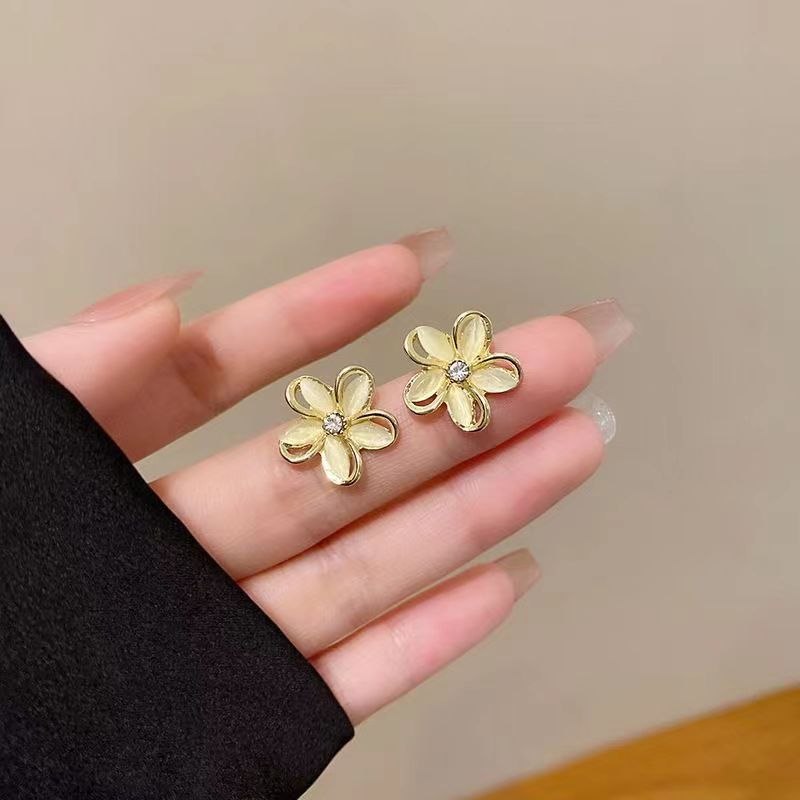 Opal Stone Flower Earrings