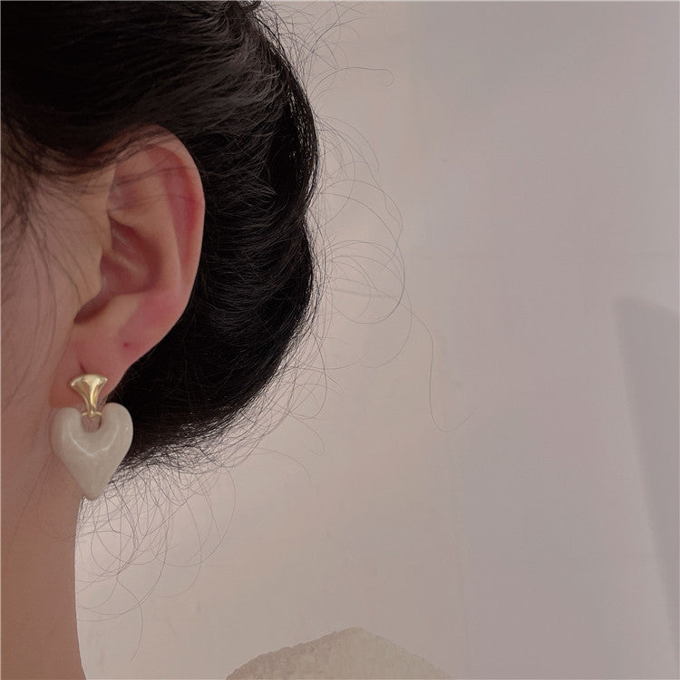 Enamel Heart Drop Earrings for Women