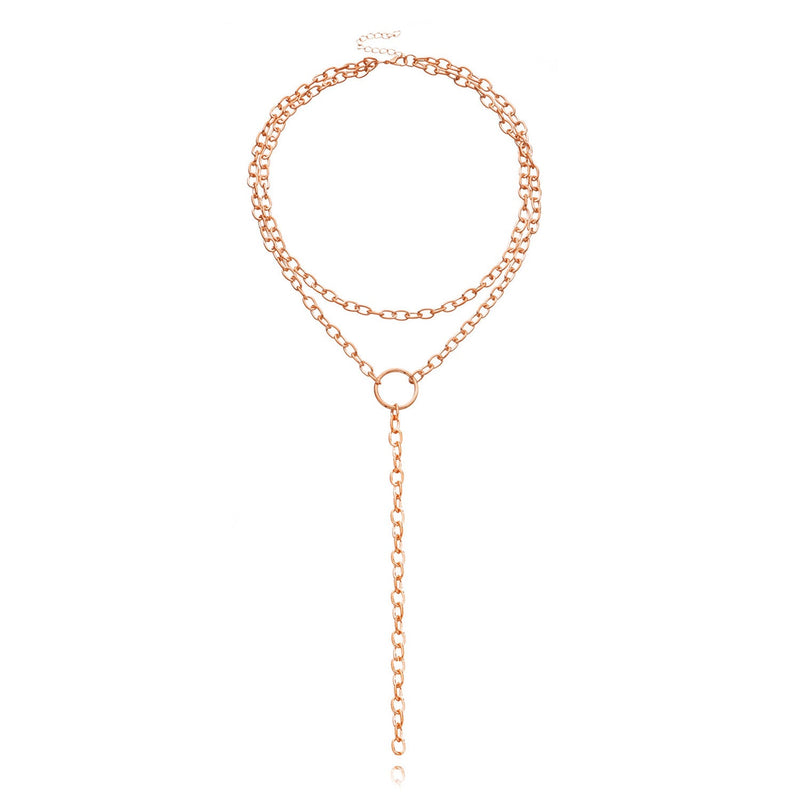 Punk Exaggerated Long Ring Multi-layer Necklace