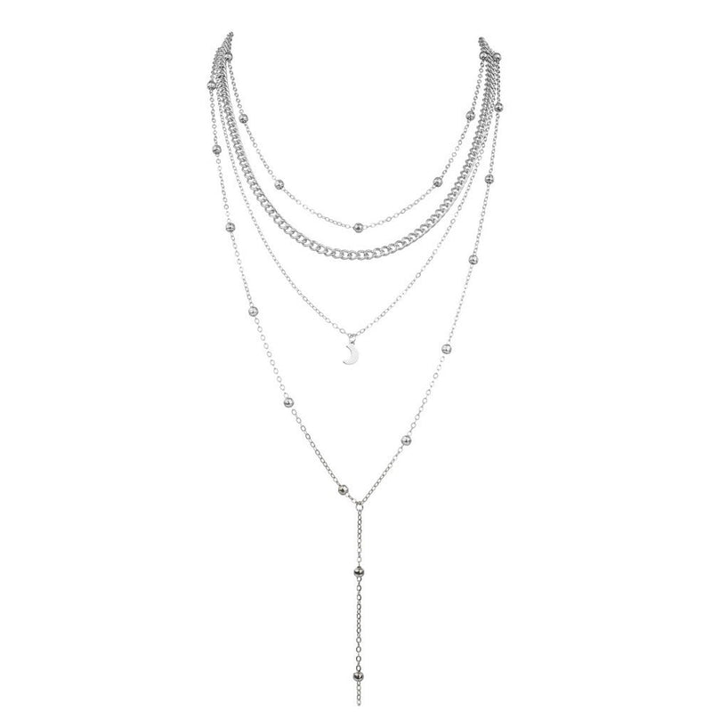 Fashion Jewelry Moon Pendant Layered Necklace