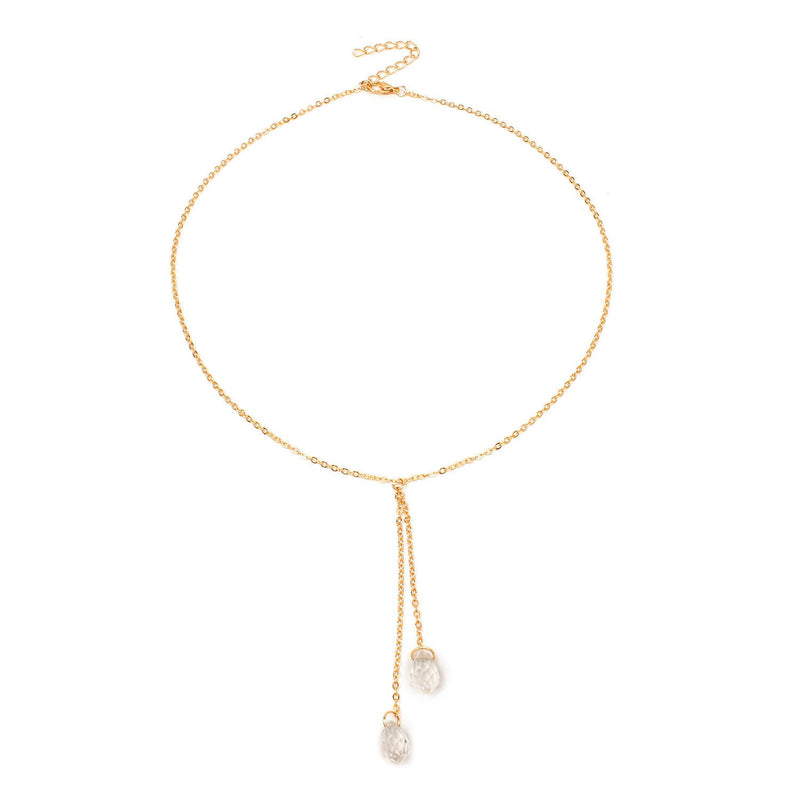 Long Sweater Crystal Fashion Necklace