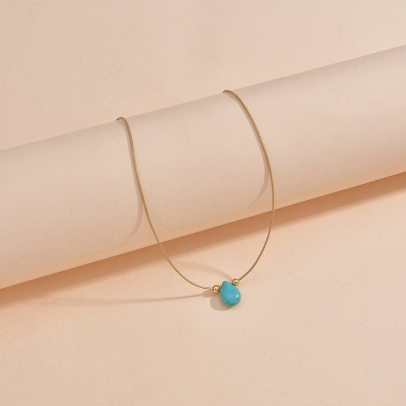 Natural Stone Turquoise Pendant Necklace