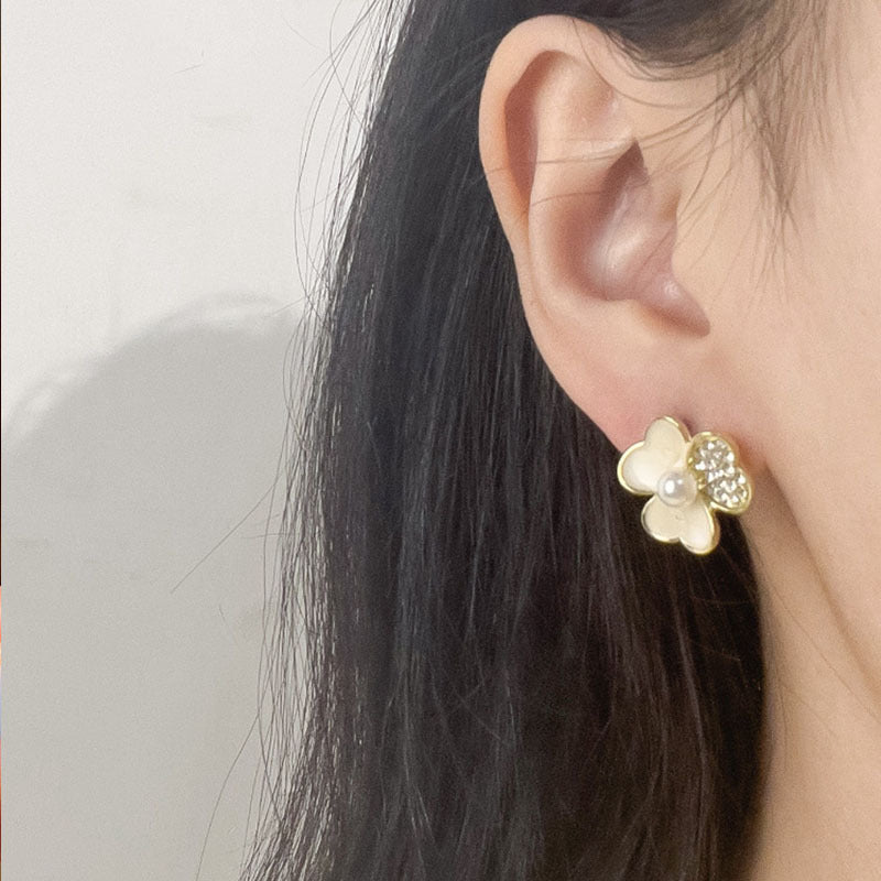 Opal Flowers Earring Studs