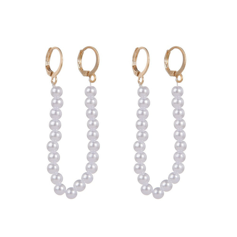 Vintage Large Round Bead Hoop Earrings