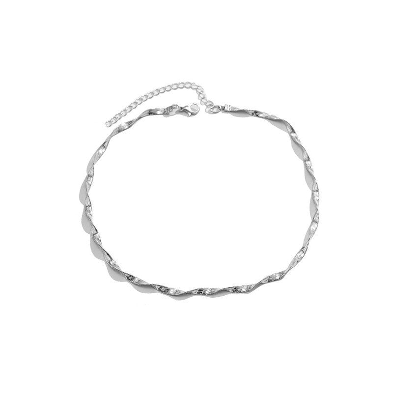 Twisted Flat Snake Bone Chain Necklace Bracelet