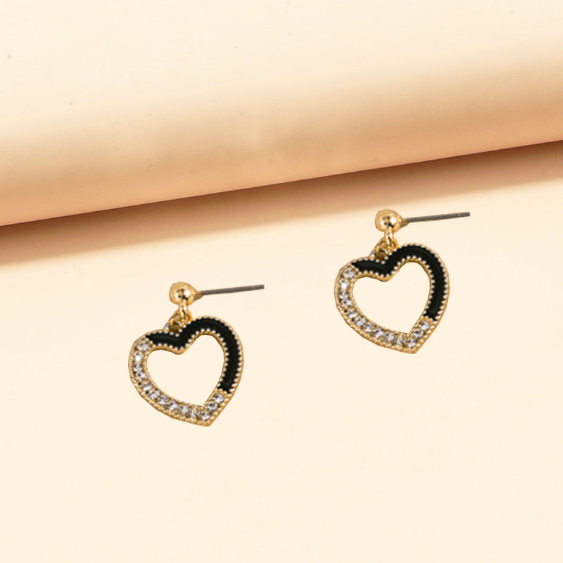 Shiny Rhinestone Heart Earrings