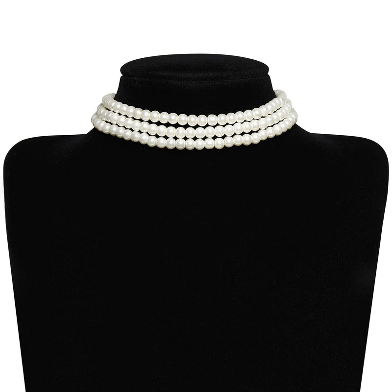 Layered Choker Pearl Necklaces Jewelry Set