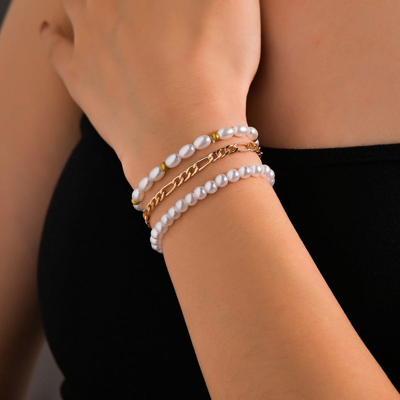 Bohemian Imitation Pearl Bead Chain Bracelet