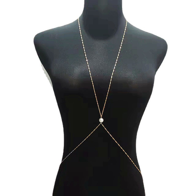 Sexy Beach Bodychain Multi-layered Cross Nightclub Shiny Chestchain