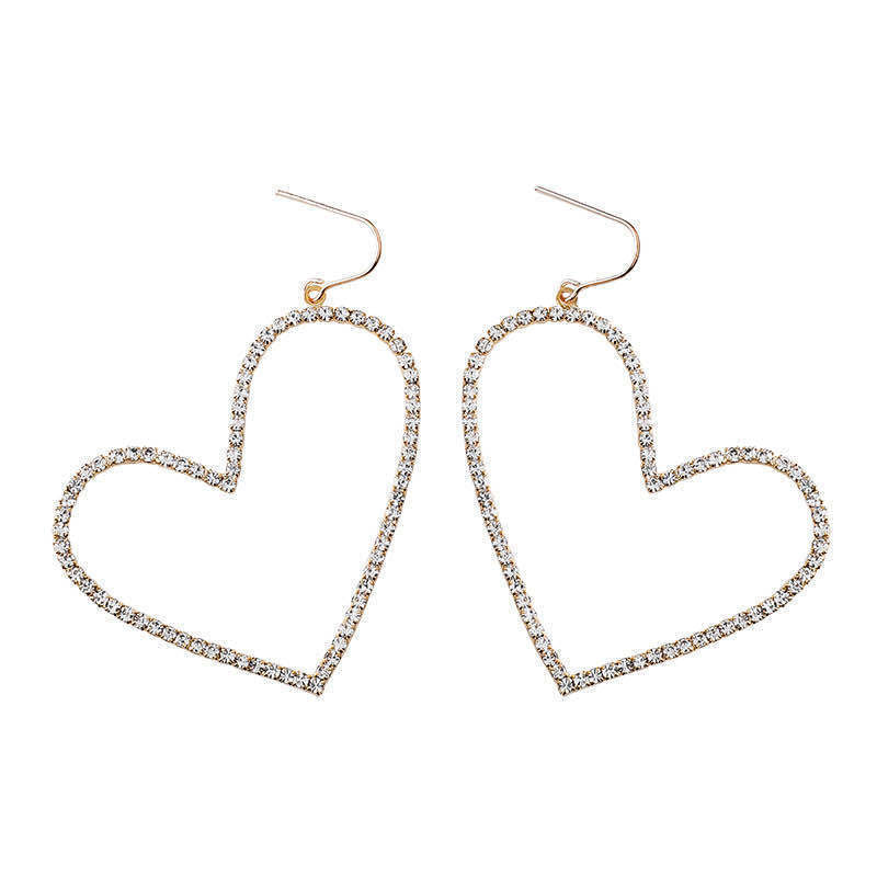 Rhinestone Hoop Heart Earings