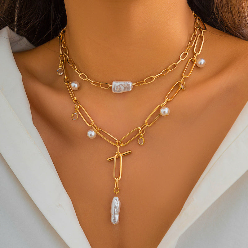 Baroque Irregular Choker Pearl Chain Necklace