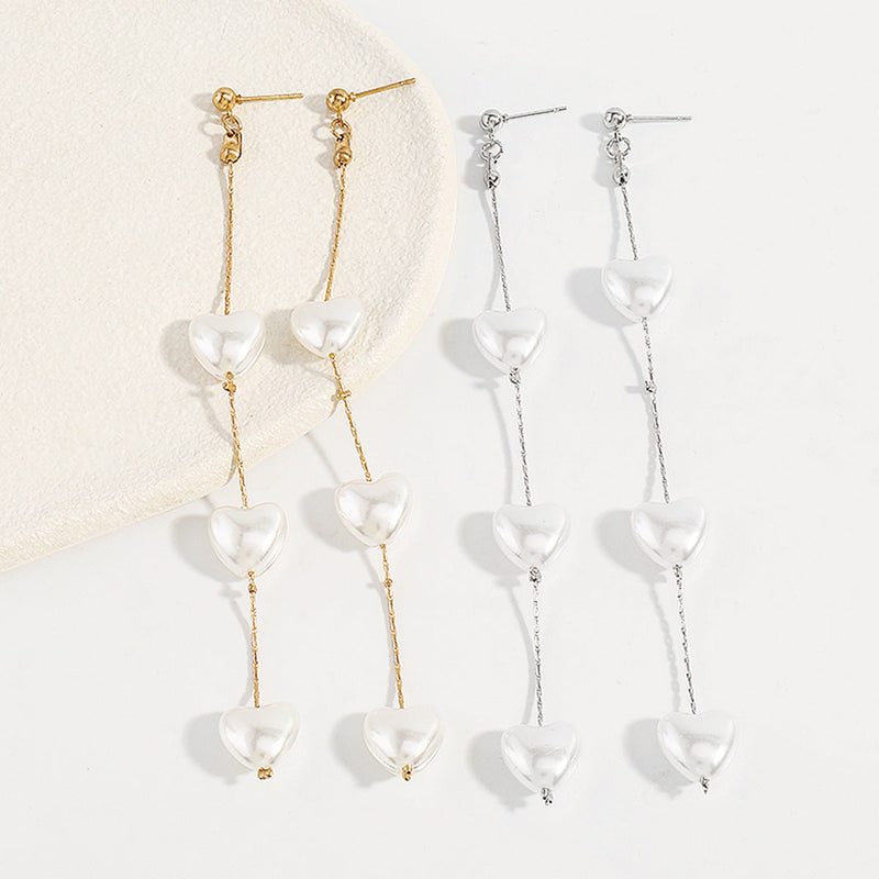 Heart Pearl Tassel Earring
