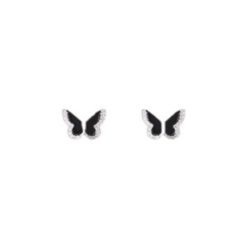 Crystal Black Butterfly Stud Earrings