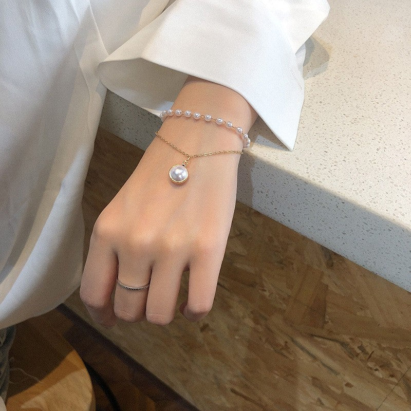 Double Layer Chain Pearl Bracelet