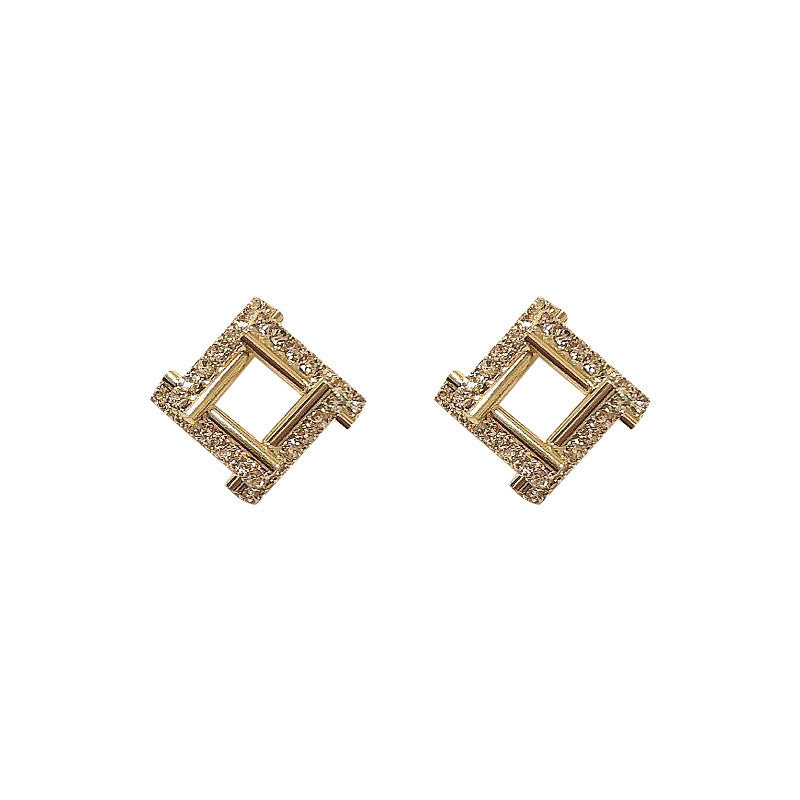 Square Crystal Rhinestone Stud Earring