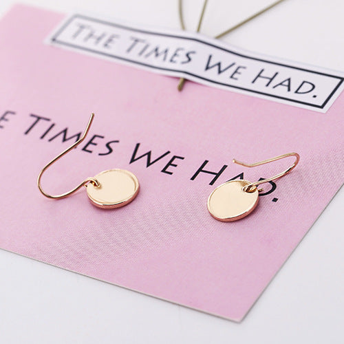 Mental Round Disc Coins Pendant Earring