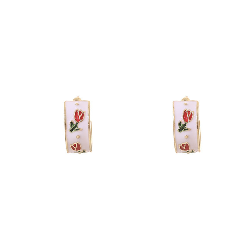 Enamel Tulip Flower Earrings