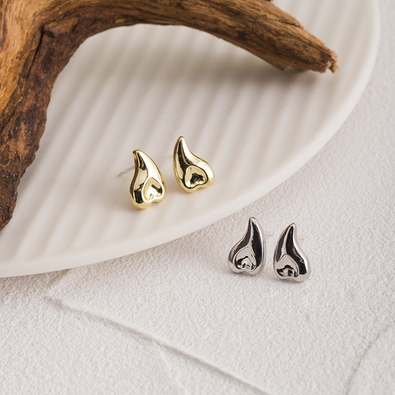 Geometric Waterdrop Hammered Earring