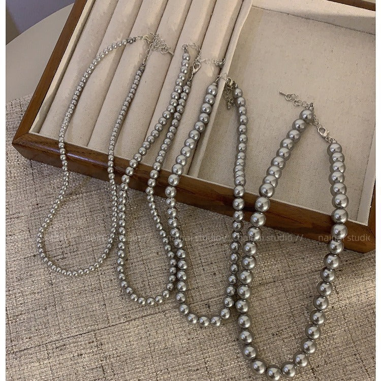 Gray Glass Pearl Fashion Necklaces for Gift