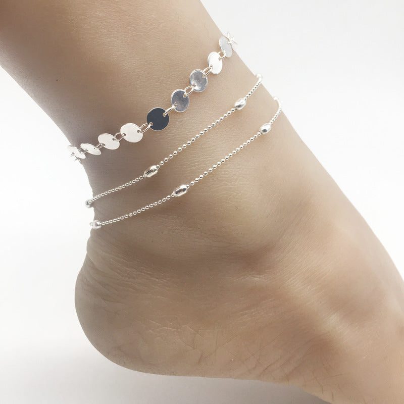 Double Layer Round Sequins Anklet Jewelry