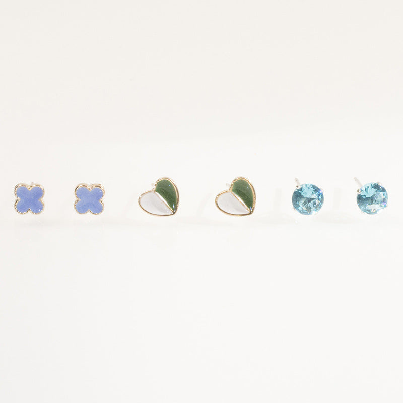 Love four-leaf clover zircon stud earrings set