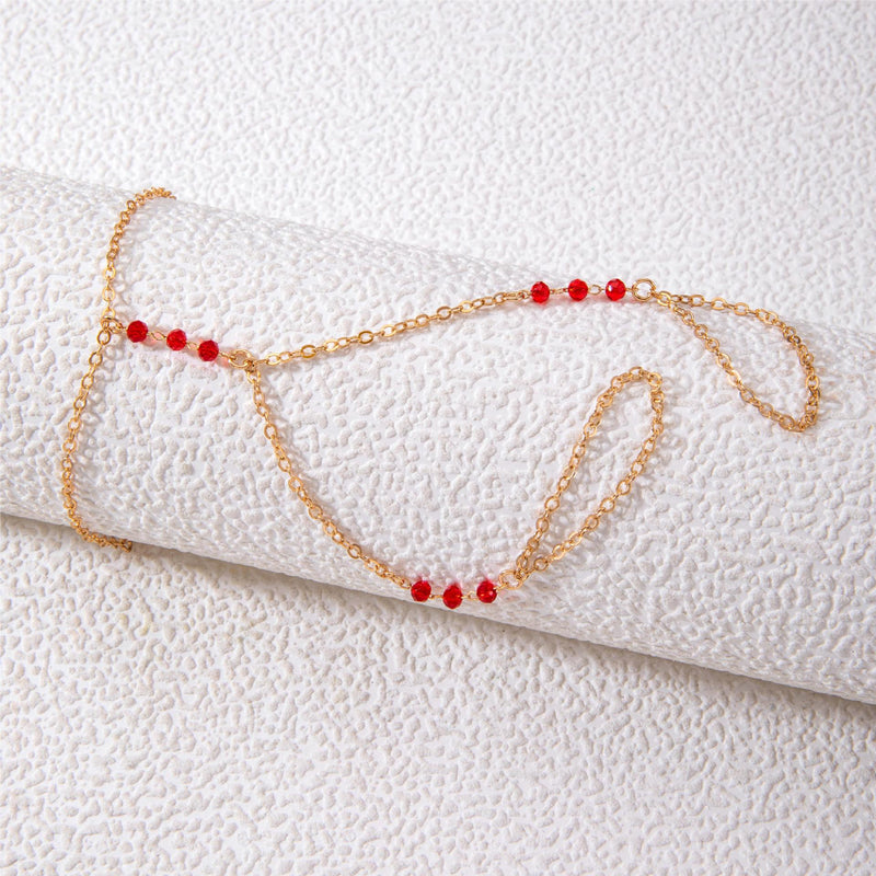 Bohemia Punk Link Chain Red bead Ring Bracelets