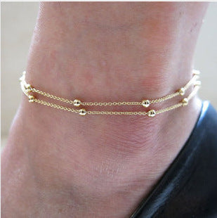 Round Beads Link Chain Anklet Jewelry