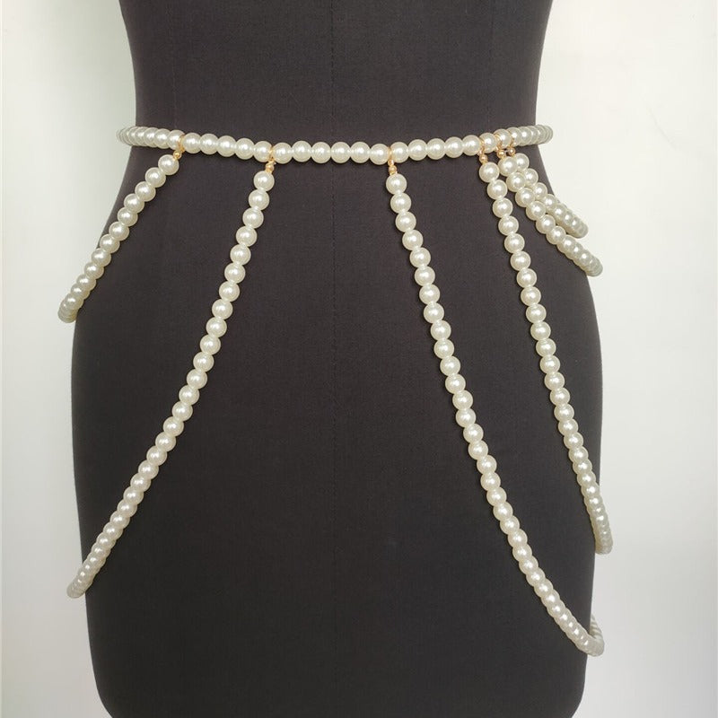Multi-Layer Pearl Belt New Bead Skirt Chain