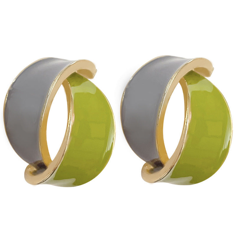 Enamel Arc Geometric Stud Earrings