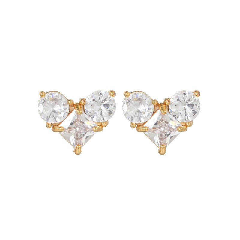 16 Pairs Pink Heart Stud Hoop Huggies Drop Earrings Set, 18K Gold Plated Stacking CZ & Pearl Designs, Planet Snowflake Moon Star | Cubic Zirconia