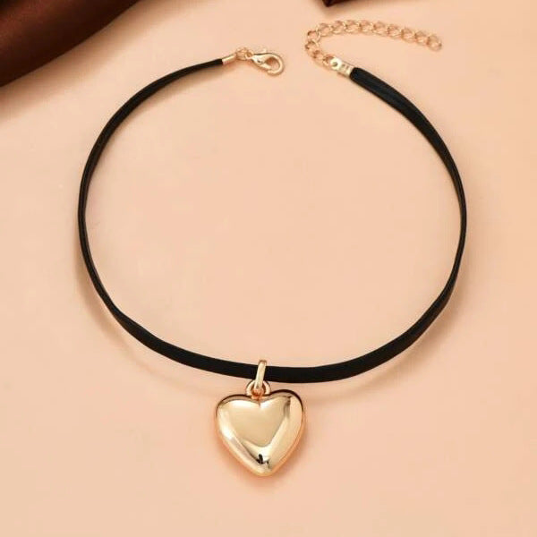 Wax Line Chocker Collars Heart Love Pendant Necklace