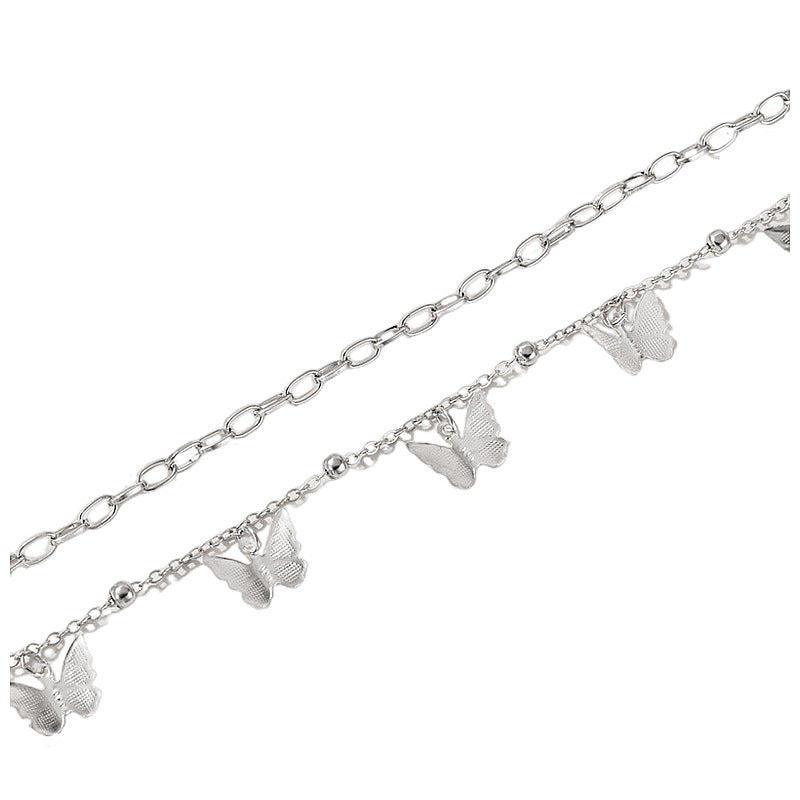 Double-layer Butterfly Pendant Anklet Jewelry