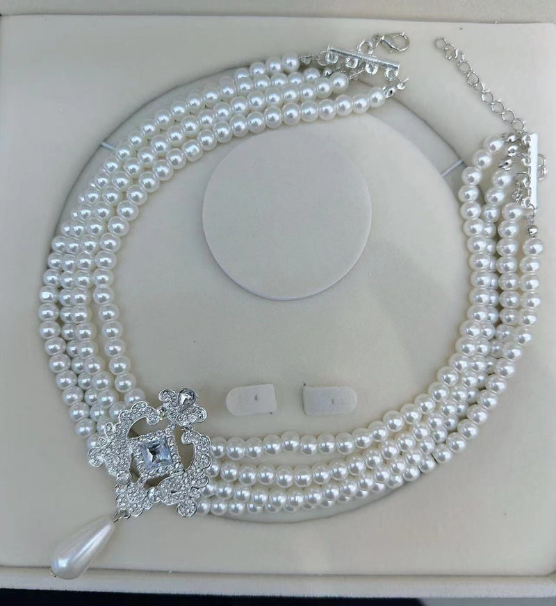 Multi Layers Strand Chokers Beaded Imitation Pearl Chains Necklace for Women Necklace Party Jewelry