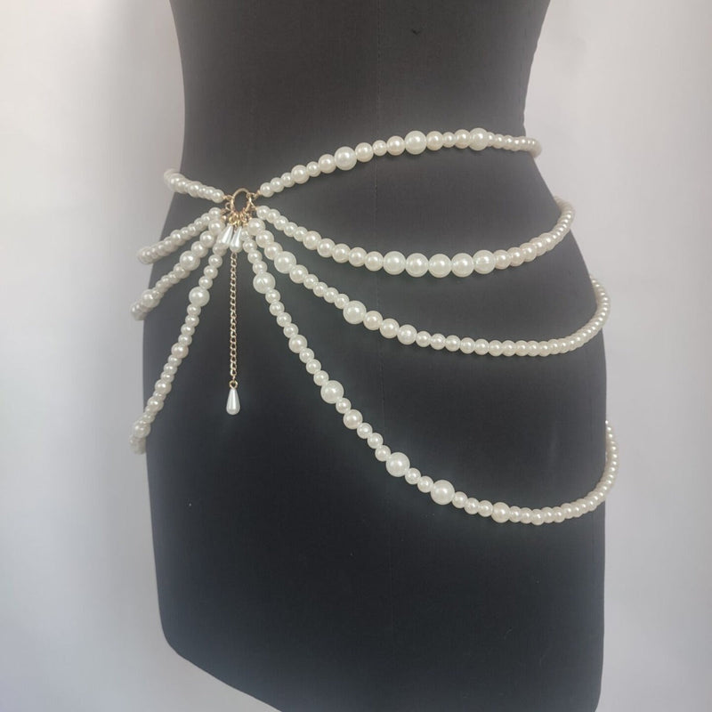 Women Multilayer Pearl Waist Chains