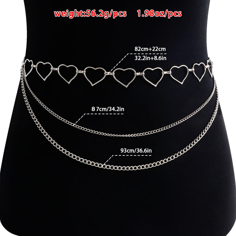 Geometric Dress Pant Belts Body Chain Jewelry Hip Hop Heart Waist Chain