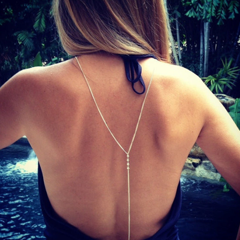 Chain Back Crystal Women Necklace Jewelry