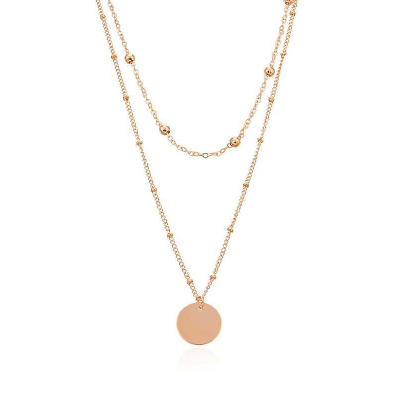 Bohemian Layered Necklace Round Coin Pendant Necklace