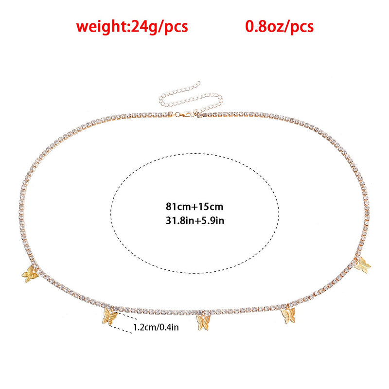 Butterfly Pendant Cross-Border Rhinestone Waist Chain