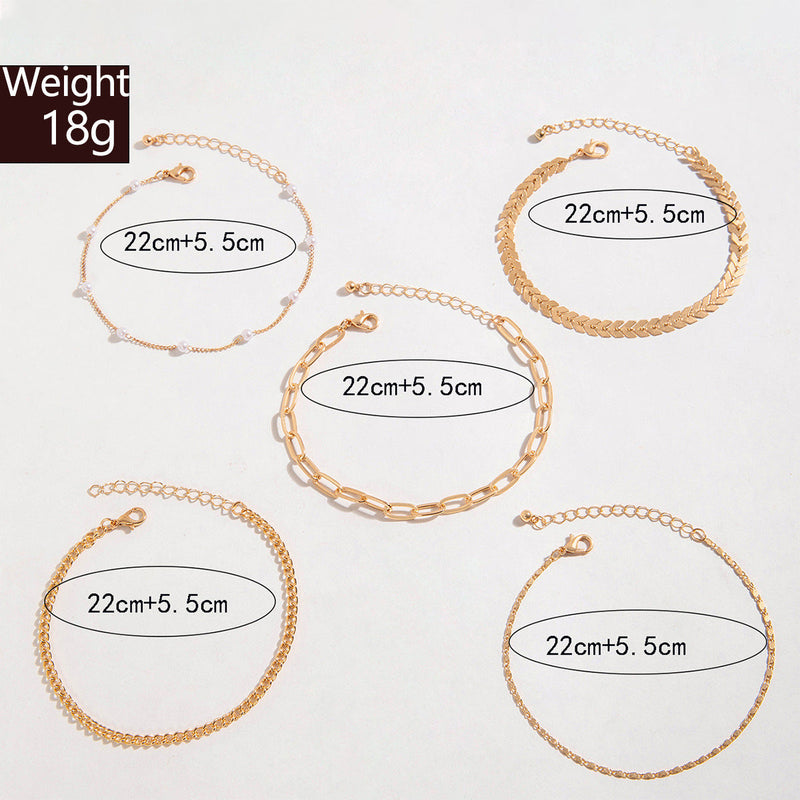 Summer Beach Wheat Snake Chain Anklets Jewelry