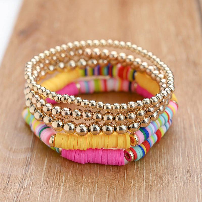 Bohemian Beaded Stretch Bracelets Colors Clay Beads