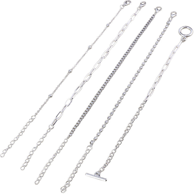 Rectangle Link Chain Bracelet Set